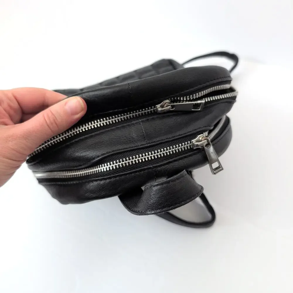 Still Nordic‎ Black Flo City Backpack 65654 Leather Quilted Mini Bag